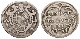 Clemente XII (1730-1740) Bologna 5 Bolognini 1738 – AG (g 1,33)
qBB
