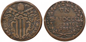 Benedetto XIV (1740-1758) GUBBIO Baiocco 1750 A. X – Munt. 453 CU (g 11,12)
qBB