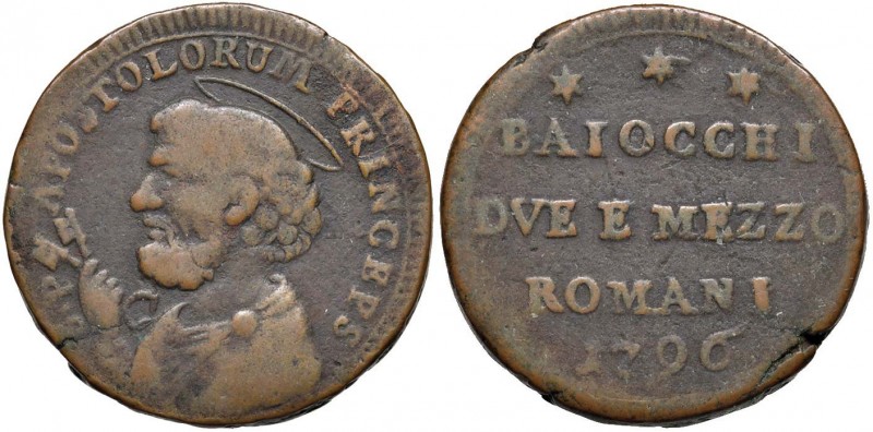 Pio VI (1775-1799) Sanpietrino 1796 – Berman 2988 CU (g 17,91) 
MB