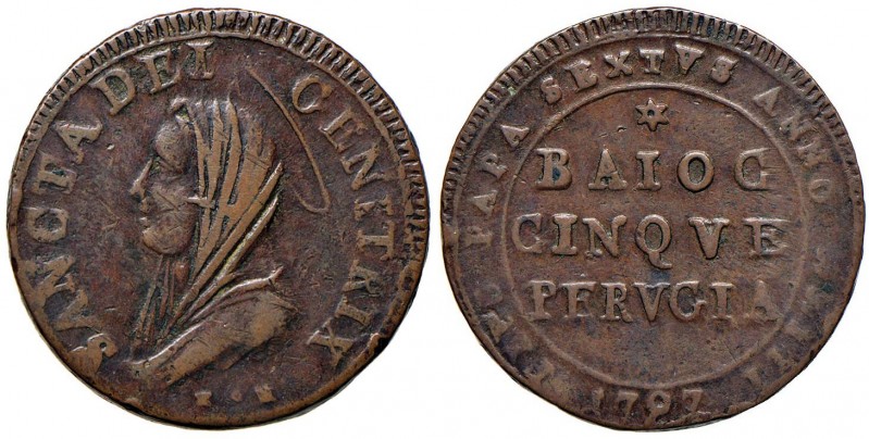 Pio VI (1775-1799) PERUGIA Madonnina da 5 Baiocchi – Ber. 3130 CU (g 16,26)
qBB...