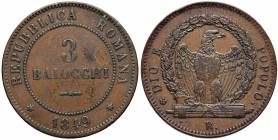 Repubblica romana (1848-1849) 3 Baiocchi 1849 – Nomisma 582 CU (g 25,68)
BB