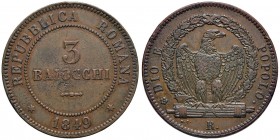 Repubblica romana (1848-1849) 3 Baiocchi 1849 – Nomisma 583 CU (g 24,27) Porosità al D/
BB+