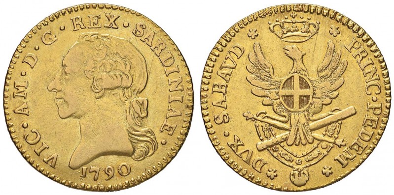 Vittorio Amedeo III (1773-1796) Doppia 1790 – Nomisma 291; MIR 982e AU (g 9,10) ...