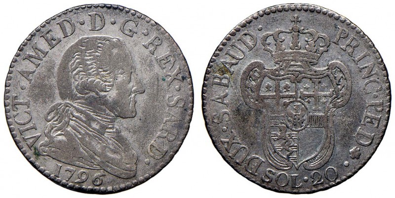 Vittorio Amedeo III (1773-1796) 20 Soldi 1796 – MI In lotto con 10 soldi 1795
M...