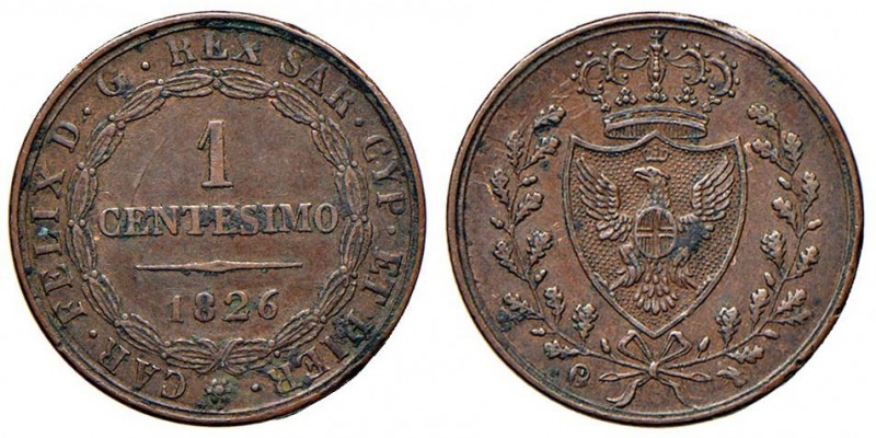 Carlo Felice (1821-1831) Centesimo 1826 T (P) – Nomisma 621 CU In lotto con 5 ce...