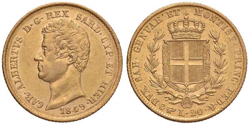 Carlo Alberto (1831-1849) 20 Lire 1849 T – Nomisma 666 AU Minimi graffietti al D...