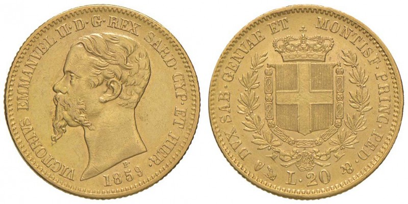 Vittorio Emanuele II (1849-1861) 20 Lire 1859 G – Nomisma 758 AU Debolezze di co...