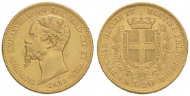 Vittorio Emanuele II (1849-1861) 20 Lire 1859 G – Nomisma 758 AU Debolezze di conio al bordo
SPL