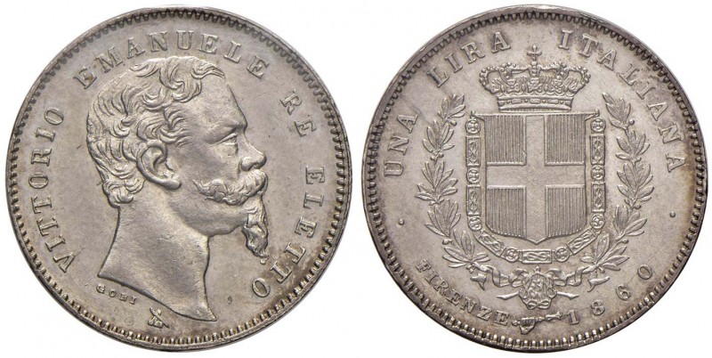 Vittorio Emanuele II re eletto (1859-1861) Lira 1860 F mano con scettro – Nomism...