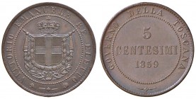 Vittorio Emanuele II re eletto (1859-1861) 5 Centesimi 1859 Birmingham – Nomisma 837 CU
FDC
