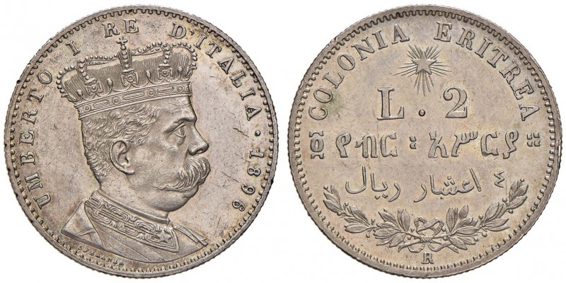 Umberto I (1878-1900) Eritrea - 2 Lire 1896 – Nomisma 1040 AG R Minimi colpetti ...