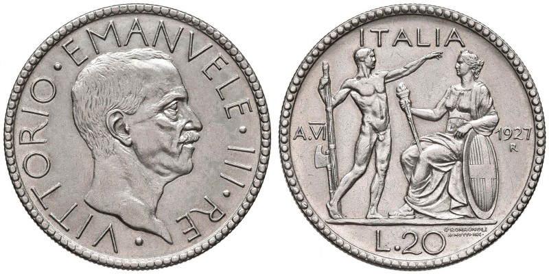 Vittorio Emanuele III (1900-1946) 20 Lire 1927 A. VI – Nomisma 1084 AG Colpetto ...