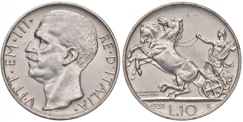 Vittorio Emanuele III (1900-1946) 10 Lire 1928* – Nomisma 1112 AG Colpetto al bo...