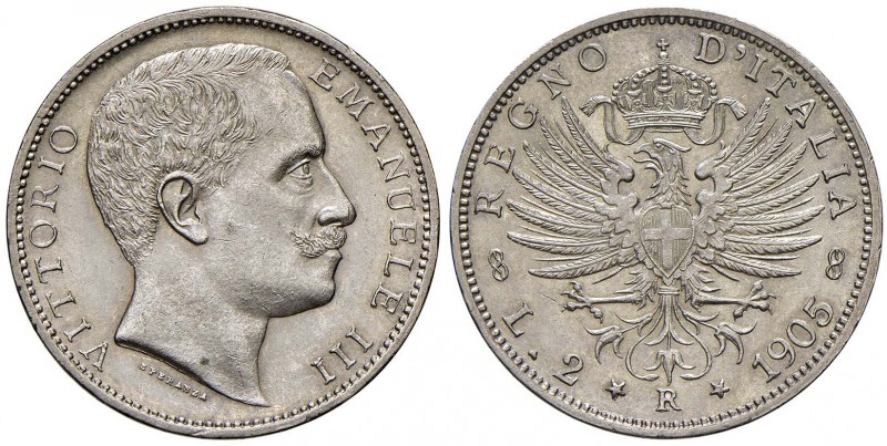 Vittorio Emanuele III (1900-1946) 2 Lire 1905 – Nomisma 1155; Pag. 729 AG Minimo...