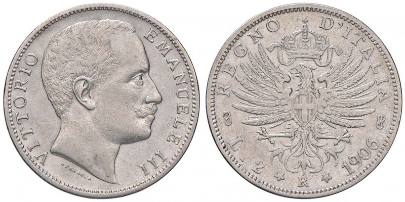 Vittorio Emanuele III (1900-1946) 2 Lire 1906 – Nomisma 1156; Pag. 730 AG Legger...