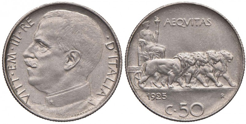 Vittorio Emanuele III (1900-1946) 50 Centesimi 1925 L – Nomisma 1241; Pag. 806 N...