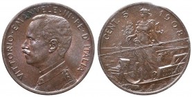 Vittorio Emanuele III (1900-1946) 5 Centesimi 1908 – Nomisma 1340 CU R Sigillato qFDC “macchia al D/” da Cavaliere F.
FDC