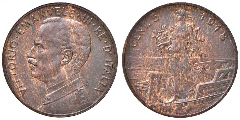 Vittorio Emanuele III (1900-1946) 5 Centesimi 1918 – Nomisma 1348 CU R Patina no...