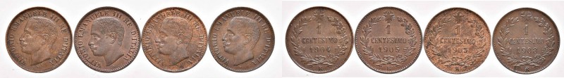 Vittorio Emanuele III (1900-1946) Centesimo 1903, 1904, 1905, 1908 – CU Lotto di...