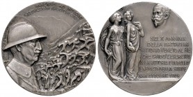 Vittorio Emanuele III (1900-1946) Medaglia 1928 Decennale di Vittorio Veneto – Opus: Fabbri AG (g 49,73 – Ø 44 mm) Numerata al bordo, colpo al bordo
...