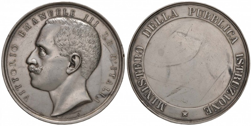 Vittorio Emanuele III (1900-1946) Medaglia premio del Ministero della Pubblica I...