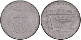 REPUBBLICA ITALIANA 100 Lire 1981 Accademia Navale di Livorno – AC In blister originale della zecca. Assai rara in questa confezione che venne distrib...