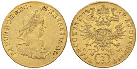 AUSTRIA Maria Teresa (1740-1780) Doppio ducato 1772 H G – Fr. 541 AU (g 6,95) Minimi graffietti al D/ e al R/ 
BB+