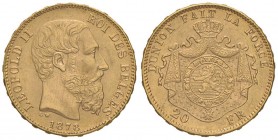 BELGIO Leopold II (1865-1909) 20 Francs 1878 – Fr. 412 AU (g 6,42) Colpi al bordo
FDC