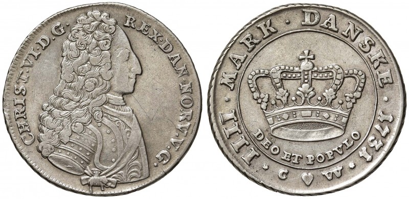 DANIMARCA Cristiano VI (1730-1746) Krone (4 Mark) 1731 – Dav. 1294 AG (g 22,00) ...