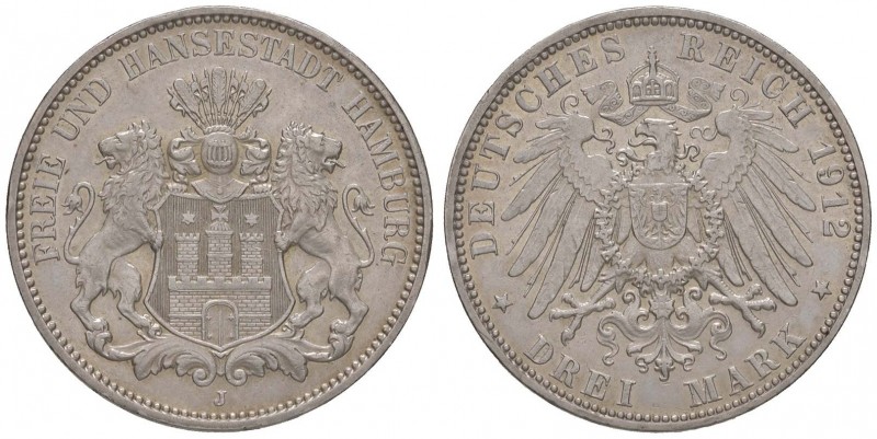 GERMANIA Hamburg 3 Mark 1912 J – KM 296 AG (g 16,66)
qSPL