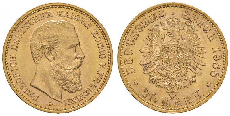 GERMANIA PRUSSIA Friedrich III (1888) 20 Mark 1888 – Fr. 3828 AU (g 8,00) Graffi...