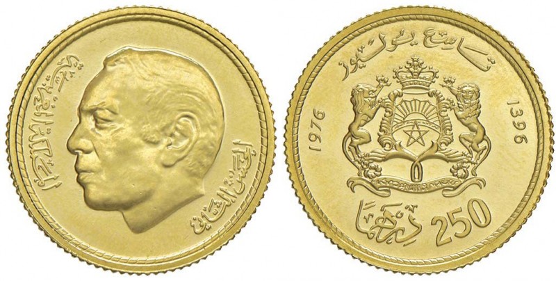 MAROCCO Al-Hassan II (1962-1999) 250 Dirhams AH1396 (1976) – Fr. 6 AU (g 6,58) E...