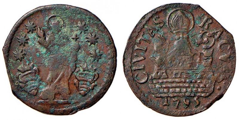 RAGUSA Repubblica (1449-1806) Soldo 1762 – CNI 380 v CU (g 1,61) Macchie di ossi...
