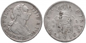 SPAGNA Carlo III (1760-1788) 2 Reales 1772 – AG (g 5,81) Macchie al R/
BB