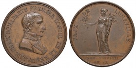 FRANCIA Napoleone Consul (1799-1804) Medaglia 1801 PAIX DE LUNEVILLE – AE (g 36,00 – Ø 41 mm) Graffi nei campi e colpetti al bordo
SPL
