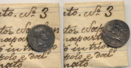 FRANCIA Napoleone Medaglia – Metallo argentato (g 1,19 – Ø 12 mm) Con cartellino di vecchia raccolta
BB