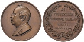 LUCCA Medaglia 1876 Al professore Francesco Carrara – Opus: Giampaoli M. / Farnesi I. – AE (g 67,82 – Ø 50mm)
SPL+
