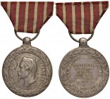 FRANCIA Napoleone III - Medaglia Campagne d’Italie 1859 – Opus: Barre – AG (g 16,35- Ø 31 mm) Con nastrino, macchie al D/ 
SPL