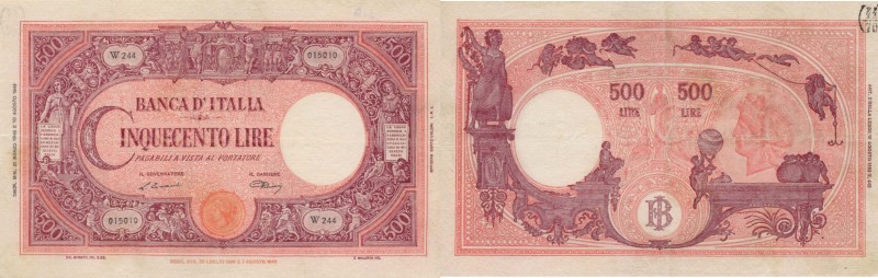 Banca d’Italia – 500 Lire 21/03/1946 W244 015010 – Gig. 34J Timbro al verso, mod...