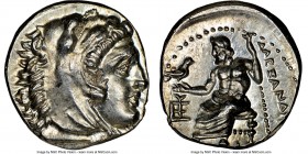 MACEDONIAN KINGDOM. Alexander III the Great (336-323 BC). AR drachm (16mm, 4.28 gm, 12h). NGC MS 4/5 - 5/5. Late lifetime-early posthumous issue of Sa...