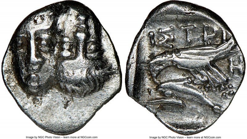 MOESIA. Istrus. 4th century BC. AR hemiobol (9mm, 0.47 gm, 6h). NGC XF. Facing m...