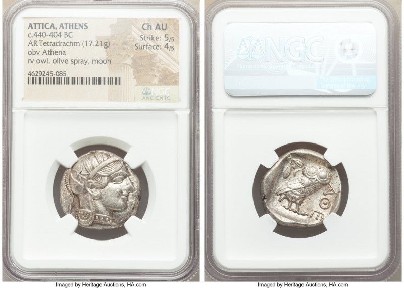 ATTICA. Athens. Ca. 440-404 BC. AR tetradrachm (24mm, 17.21 gm, 1h). NGC Choice ...