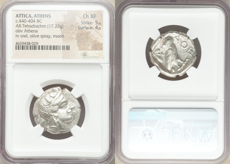 ATTICA. Athens. Ca. 440-404 BC. AR tetradrachm (25mm, 17.23 gm, 5h). NGC Choice ...