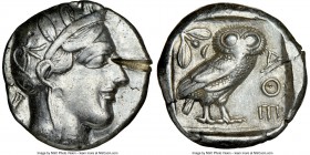 ATTICA. Athens. Ca. 440-404 BC. AR tetradrachm (25mm, 17.12 gm, 7h). NGC XF 5/5 - 2/5, test cut. Mid-mass coinage issue. Head of Athena right, wearing...