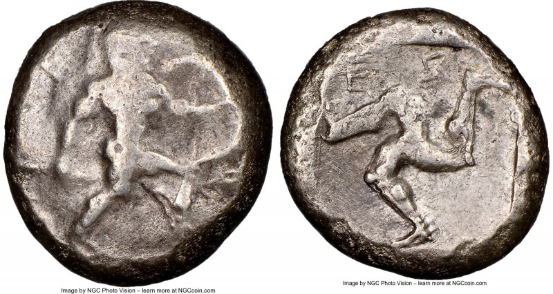 PAMPHYLIA. Aspendus. Ca. mid-5th century BC. AR stater (19mm, 2h). NGC VG. Helme...