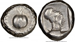 PAMPHYLIA. Side. Ca. 5th century BC. AR stater (21mm, 12h). NGC Choice VF. Ca. 430-400 BC. Pomegranate; guilloche beaded border / Head of Athena right...