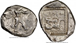 CYPRUS. Citium. Azbaal (ca. 449-425 BC). AR stater (25mm, 9h). NGC Choice VF. Heracles in fighting stance right, nude but for lion skin around shoulde...