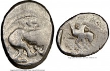 CYPRUS. Marion. Sasmas (ca. 470-450 BC). AR stater (24mm, 9h). NGC VG. Sasmas, son of Doxandros (Cypriot syllabic script, illegible), lion standing ri...