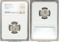 Nero (AD 54-68). AR denarius (19mm, 3.33 gm, 6h). NGC VF 5/5 - 4/5. Rome, AD 65-66. NERO CAESAR-AVGVSTVS, laureate head of Nero right / SALVS, Salus e...