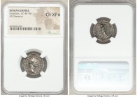 Domitian (AD 81-96). AR denarius (19mm, 5h). NGC Choice XF S. Rome, AD 82. IMP CAES DOMITIANVS AVG P M, laureate head of Domitian right / TR POT IMP I...